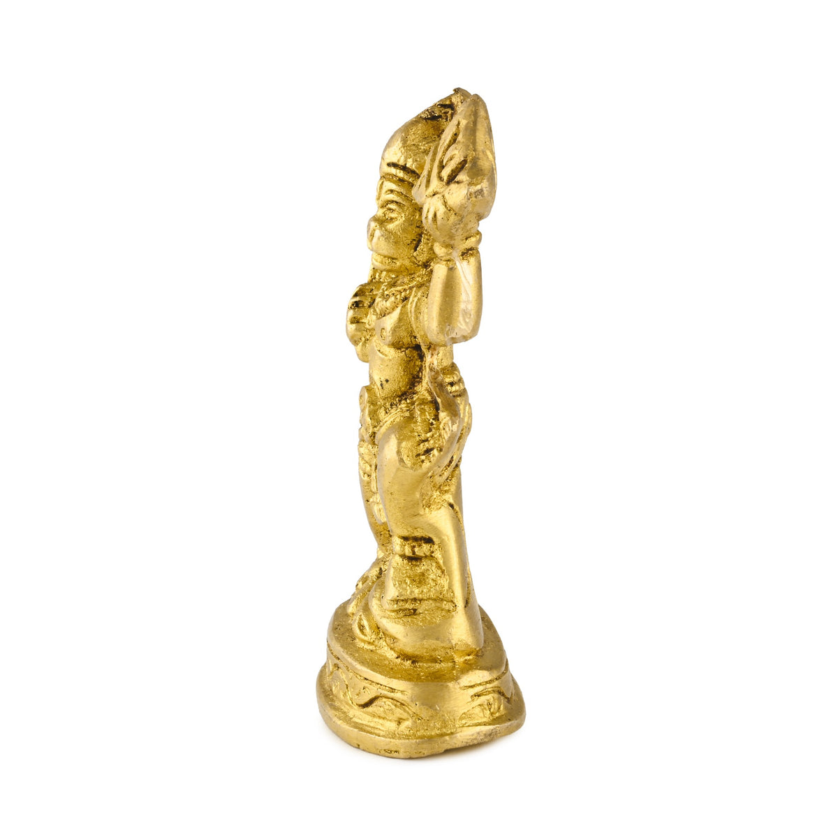 Hanuman Ji brass murti, left profile view