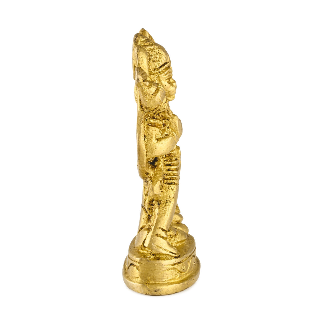 Hanuman Ji brass murti, right profile view