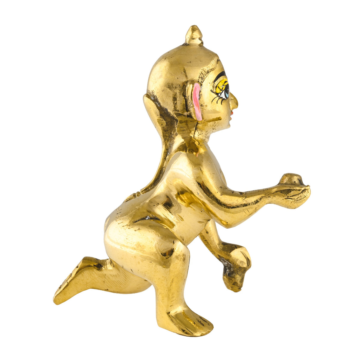 Laddu Gopal Ji brass murti, right profile view